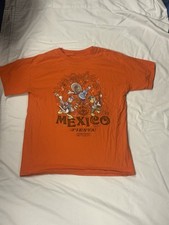 Disney Epcot T Shirt Size Youth Large Orange Mexico Fiesta Gran Tour Donald Duck