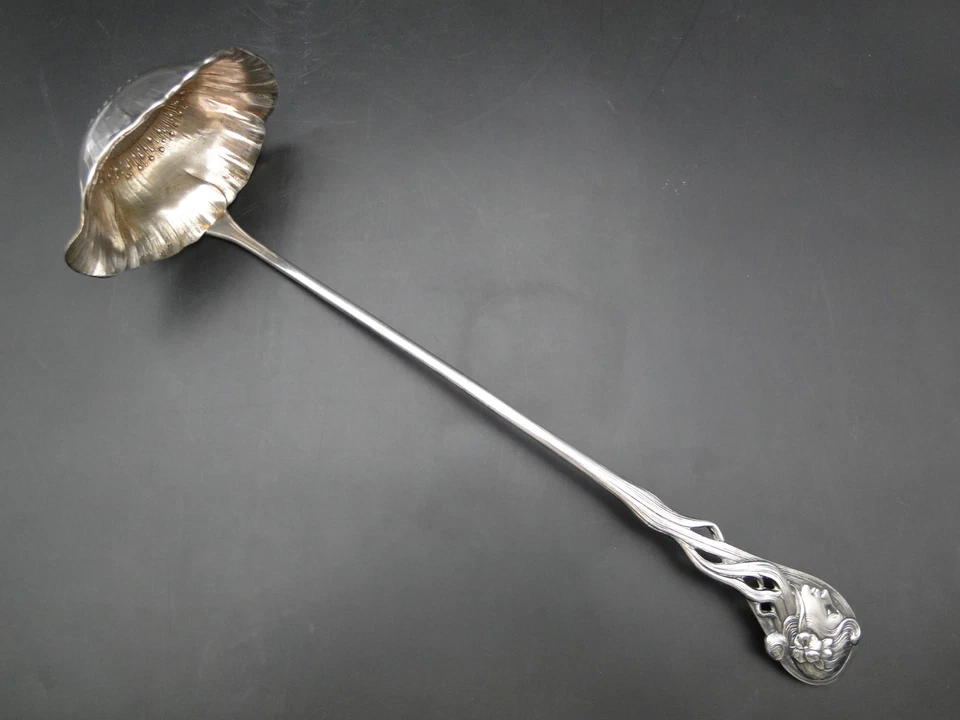 WMF Kelle versilbert Frauenkopf Jugendstil Jugendstilschönheit Bowlekelle um1900 - Image 4 of 4