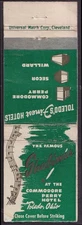 Shalimar Nightclub Commodore Perry Hotel Toledo OH matchcover