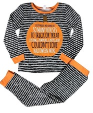 Halloween 2T/3T NWOT pumpkin Pajama PJs pants set Trick or Treat black orange