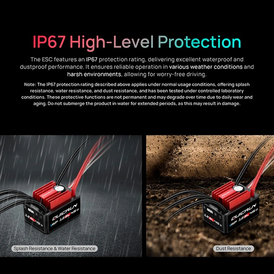 HOBBYWING QUICRUN 2850 Sensorloser bürstenloser Motor 45A ESC für 1/12 RC-Autos - Bild 4 von 4