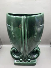 Vintage Royal Haeger Vase Art Deco Green Glazed Made In USA 10" In Height READ