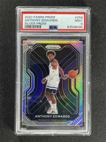 2020-21 Panini Prizm Anthony Edwards #258 Silver Hyper RC Rookie PSA 9 MINT