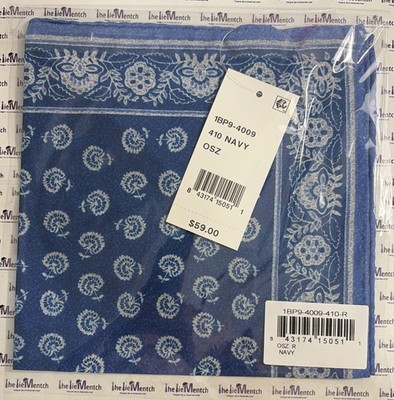 Unbranded Navy Floral Pocket Square/Handkerchief Silk Blend MSRP $59