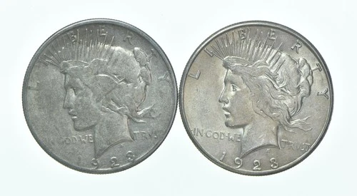 1923-S & 1923-S Peace Silver Dollar $1 Bullion Collection Lot *172