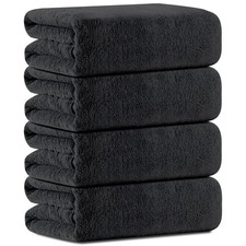 Jusney 4 Pcs Oversized Bath Towels Extra Large 35x70 Inches Black Bath Sheets...