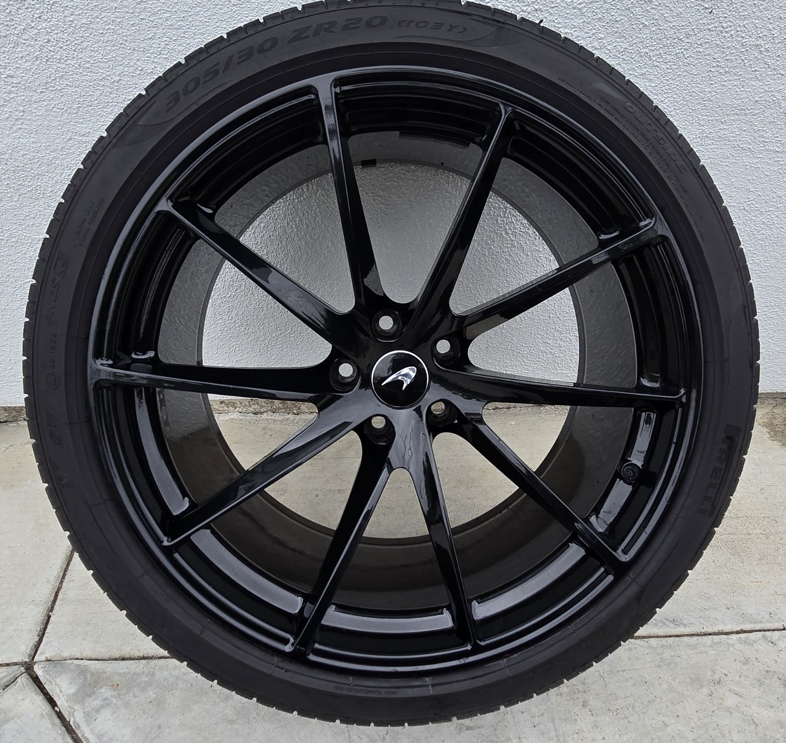 19 MCLAREN GLOSS BLACK RIM 720S OEM GENUINE WHEEL FORGED LIGHT 14B0405 Front 77