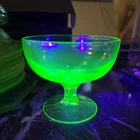 2 Uranium Glass Vintage Depression Glass Green Sherbet Ice Cream Cups
