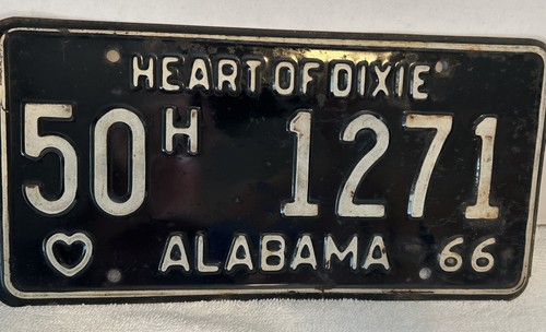 VINTAGE 1966 ALABAMA LICENSE PLATE CAR TAG #50 MARSHALL COUNTY FREE SHIPPING