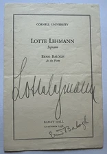 Lotte Lehmann & Erno Balogh Signed Autographed Vintage Opera Program