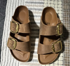 Birkenstock Women’s Cognac Leather Slide Sandals Buckle Straps EU 39 US 8 — photo 1
