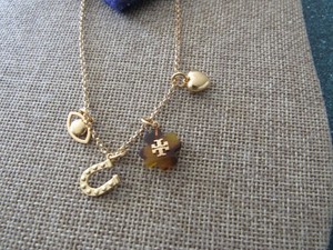 Authentic TORY BURCH Gold plated Charms logo Pendant Necklace