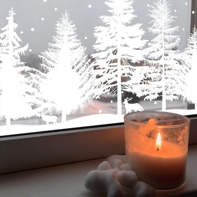 Elektrostatischer Fensteraufkleber Weihnachten Fensterklemmung keine Spuren am F