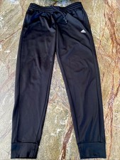 adidas Youth Teens Black Track Pants Size M Drawstring Elastic Waist Activewear