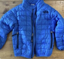 The North Face Boys Toddlers Jacket Size 6 Small Blue Puffer Full Zip Pockets