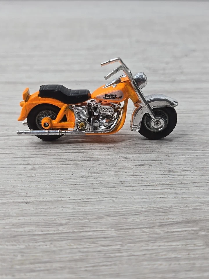 Винтажный 1980 спичечный коробок Harley Davidson мотоцикла #50 оранжевый литая краска износ - Изображение 4 из 4