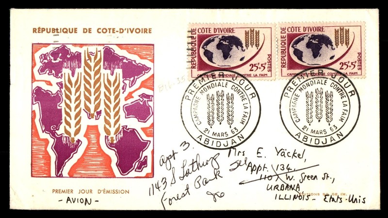 Mayfairstamps Ivory Coast FDC 1963 Earth Wheat First Day Cover aaz_60057