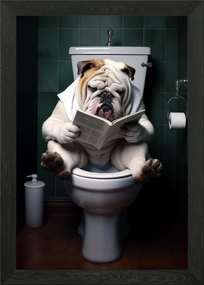 Bulldogge Leser Gerahmtes Wandbild Poster Leinwanddruck Bild