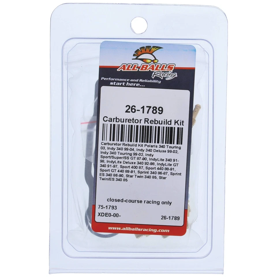 New All Balls Carburetor Rebuild Kit 26-1789 for Polaris 340 Touring 03 Foto 4 de 4
