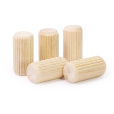 1/2" x 1" Wooden Dowel Pins, FoDau770 Fluted Wood Dowel Rods, Natural Beech W...