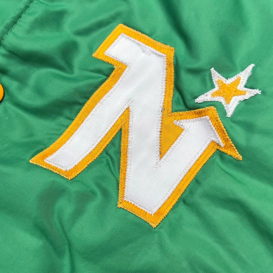 Vintage 80s Minnesota North Stars Hockey Bomber Jacket Green Varsity Nylon MVP S - Image 3 of 4
