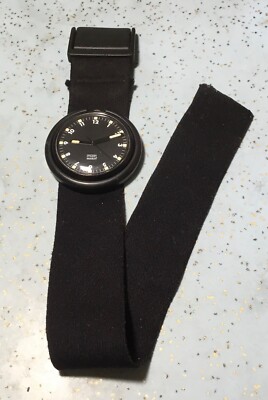 1989 POP WATCH ALL BLACK w/WHITE NUMERALS INDENTATION ON CRYSTAL NO BAND HOLDER