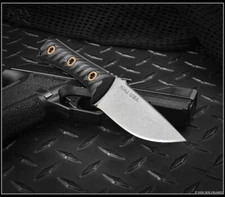 RMJ Tactical Utsidihi Fixed Blade Knife Tungsten Nitro-V Blde Black G10 w/Sheath