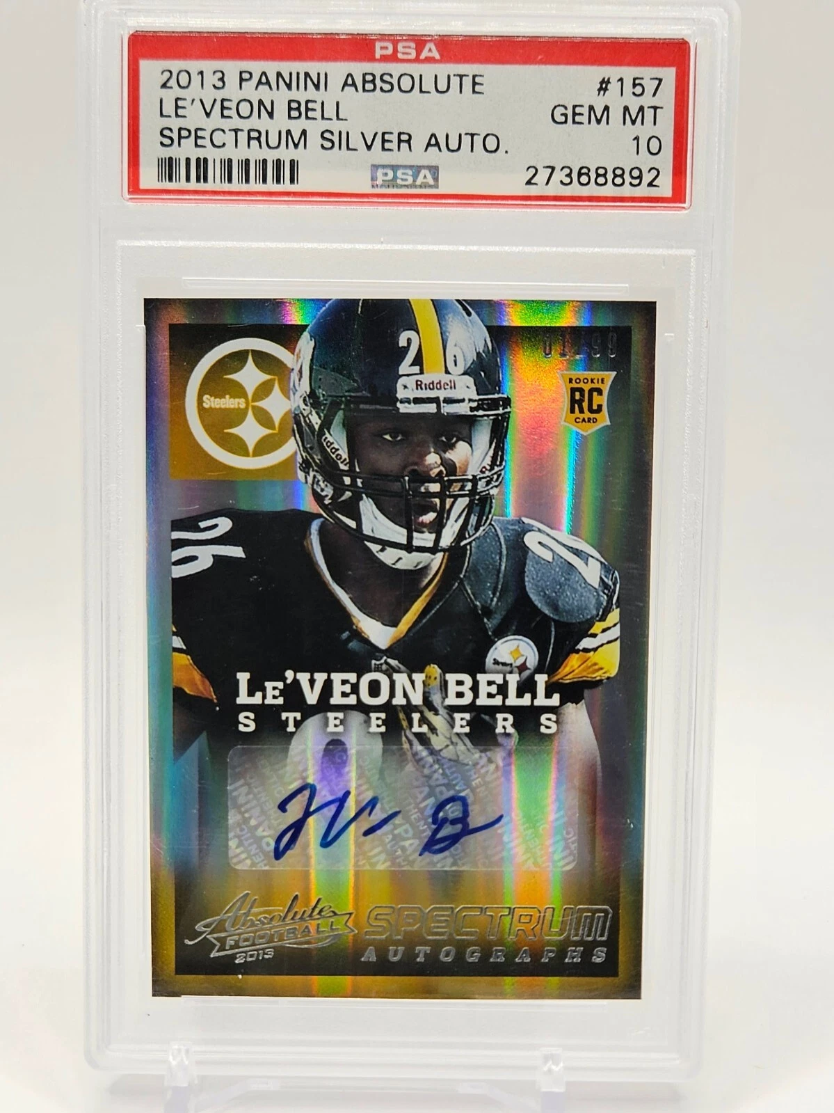 Le'Veon Bell Panini Absolute #157 Spectrum Silver Autograph