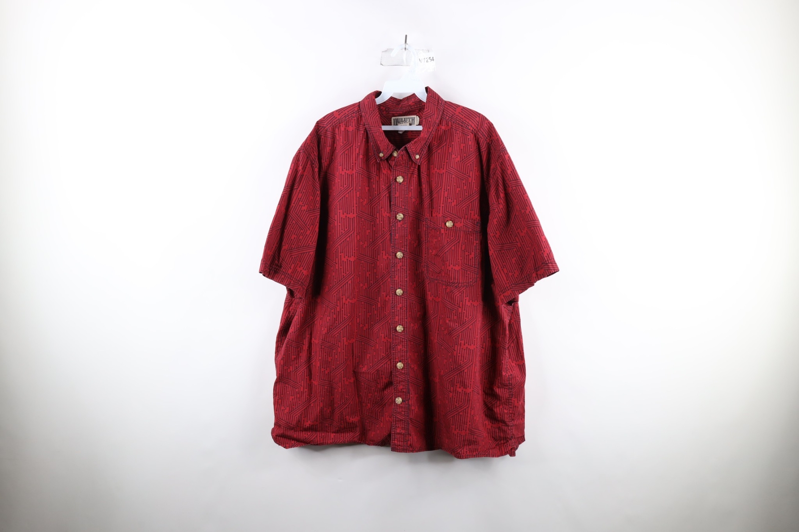 ALTRA Camicia Duluth Trading Co uomo 2XLT vestibilità rilassata sbiadita manica corta abbottonata rossa