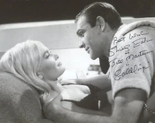 007 Bond girl Shirley Eaton signed GOLDFINGER photo + "Jill Masterson" added No9