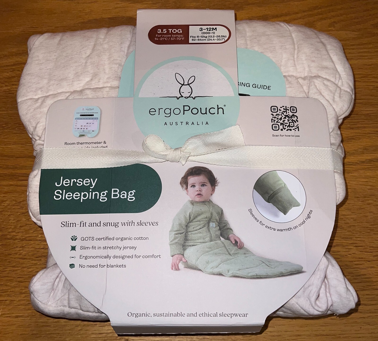 ergoPouch 3.5 Tog Jersey Sleeping Bag, Organic Cotton Baby 312 Mo