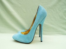 Light Blue Suede High Heel Stiletto Shoes with 6" Heels by Italian Heels - New
