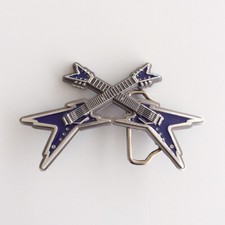 Vintage Blue Enamel Cross Electric Guitar Belt Buckle Gurtelschnalle