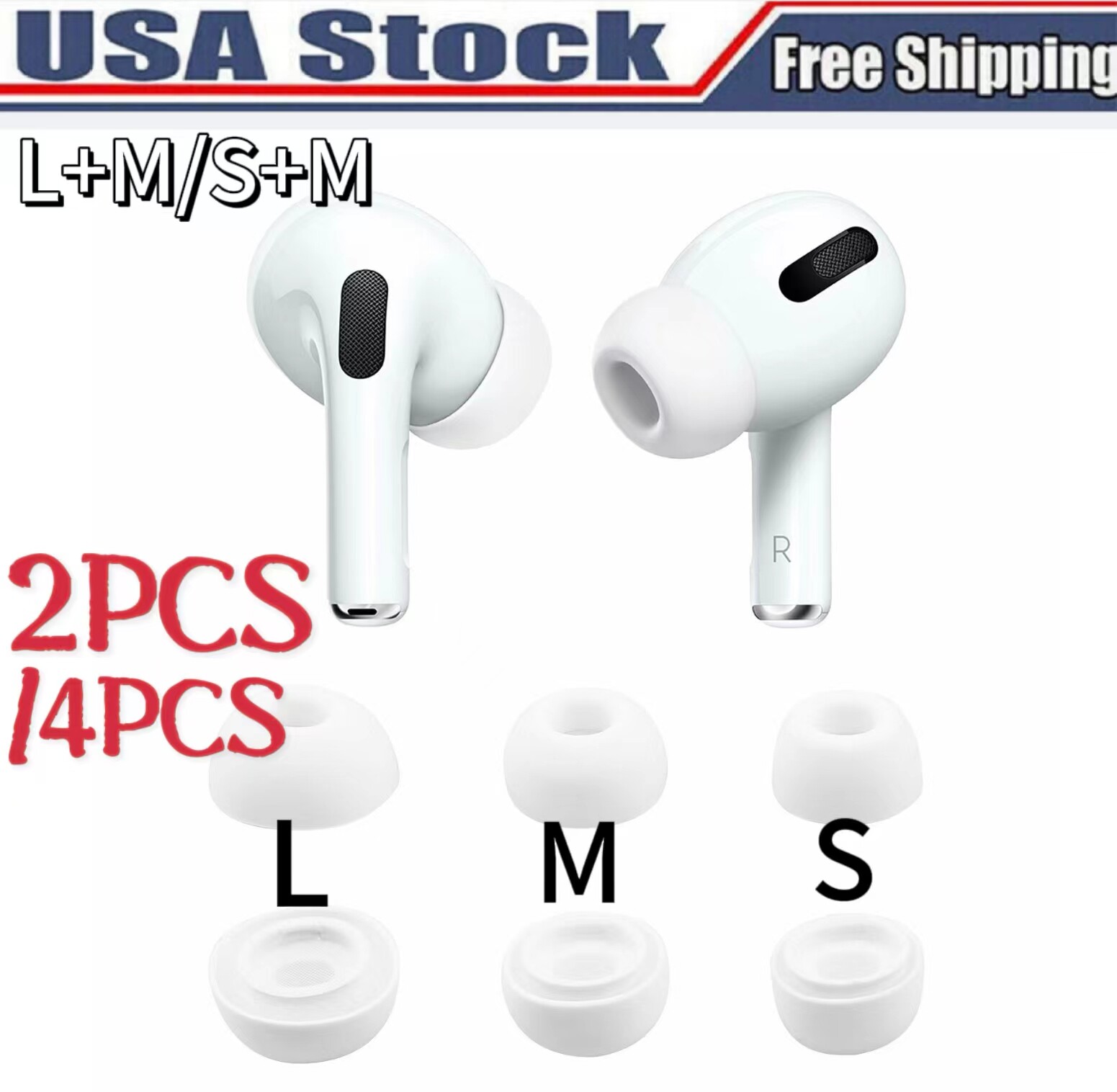 2× For Apple Airpods Pro NEW Ear Tips Replacement Accessories Cover (S/M/L)-image