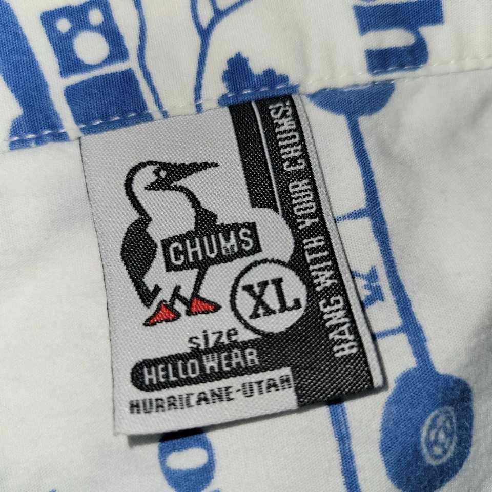 Camisa vintage Chums hawaiana manga corta abotonada para hombre talla XL playa hawaiana Foto 3 de 4