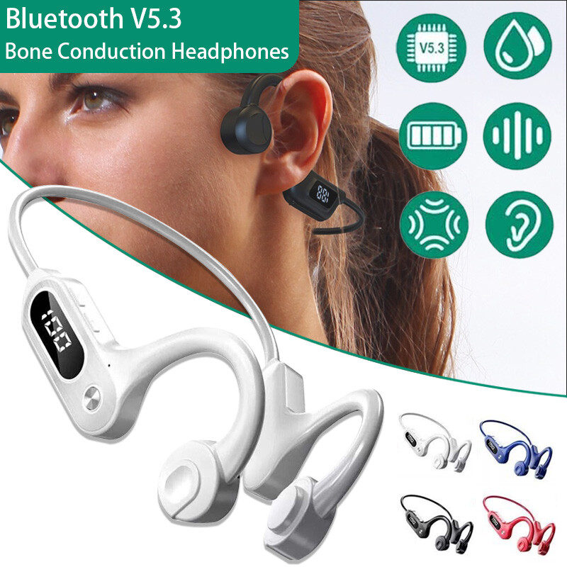 Bone Conduction Headphones Bluetooth 5.3 Wireless Earbuds Outdoor Sport Headset