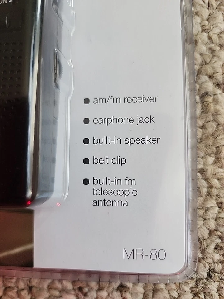 Jensen TINY Black AM FM Radio with Belt Clip and Speaker and Earphone Jack - Image 2 of 4