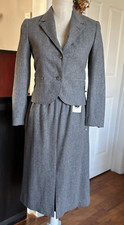 Vtg Gray Wool Blend Skirt Suit Sz 4 Fitted Jacket Professional Business Career