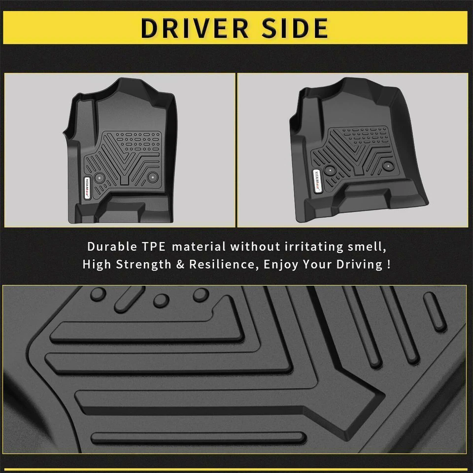 3D Floor Mats Liner for 2014-2018 Silverado/Sierra 1500 2500HD 3500HD Crew Cab - Image 3 of 4
