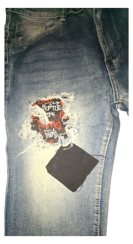 Blue Cult Shorts Mens 34 Blue Washed Distressed Patched Bermuda Jean Short - 第 2/5 張圖片