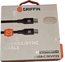 Image of Genuine Griffin 1.8 m USB Type-C to USB-C Cable for Apple Samsung Nokia Huawei