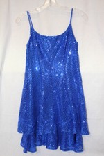 ALL THAT JAZZ Navy Blue Sequin 2 Tier Dance Dress Womens Size 5/6 USA-B60
