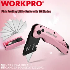 WORKPRO Folding Utility Knife Quick Change SK5 Box Cutter Aluminum Handle Knives