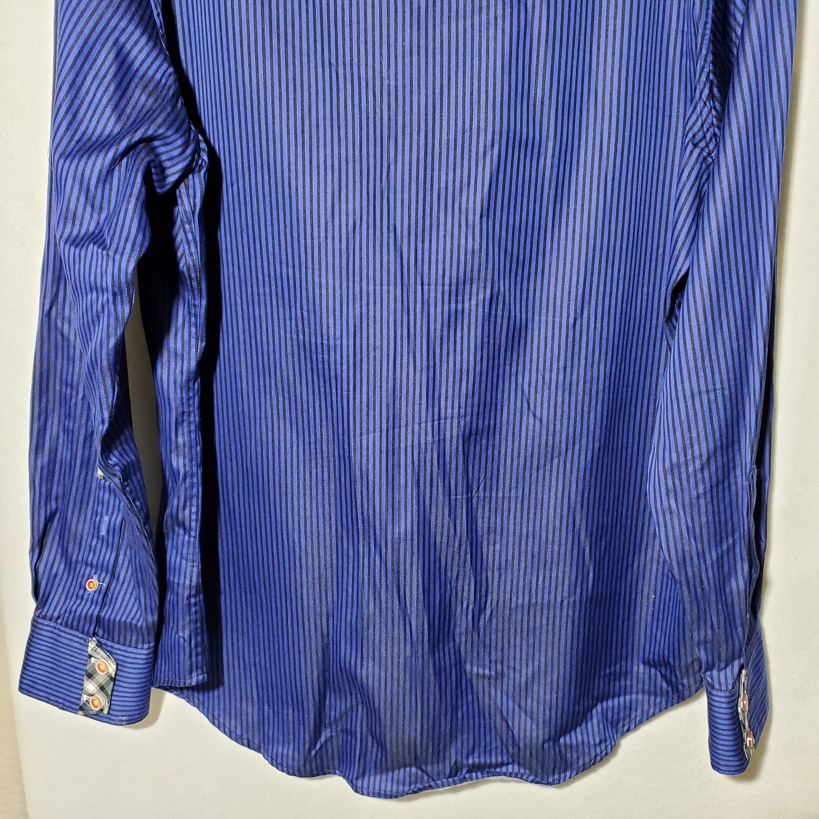 Robert Graham X Shirt Mens Large Button Up  Long Sleeve Blue Striped Cotton