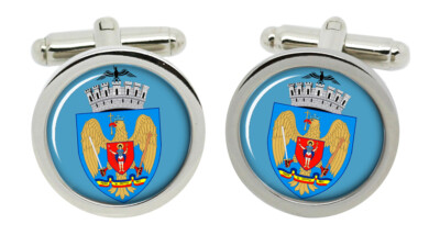 Bucharest (Romania) Round Cufflinks in Box