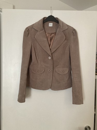 Vintage New Look Y2K Real Leather Suede 90’s Blazer Jacket Size 14 Back Design - 第 1/8 張圖片