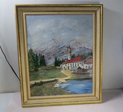 Original Swiss German Alps Acrylic Painting By Holly