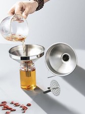 1pc Stainless Steel Funnel With Hook Kitchen Filling Metal Hopper One Size UK...