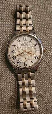 Pulsar by Seiko Men s Two Tone Stainless Steel White Dial 42mm Watch VD75-X068