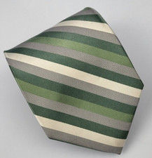 DKNY Silk Tie Green White Gray Stripes Men Necktie 56 x 3.25